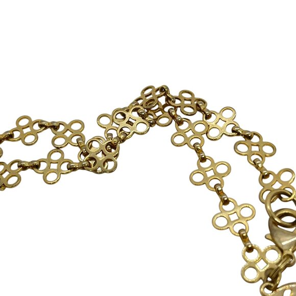 TORY BURCH SIGNATURE LOGO GOLD TONE CHAIN LINK NECKLACE LONG 32" LENGTH LAYERING - Picture 11 of 12